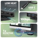 HMC-UFO Wieloportowy hub USB 9in1, 10Gbps, 2x USB-A, HDMI 4K/60Hz, M.2 NVMe/SATA, audio, PD 100W, SD/microSD, GLAN, 65cm USB-C k