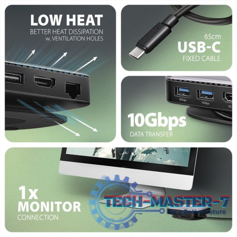 HMC-UFO Wieloportowy hub USB 9in1, 10Gbps, 2x USB-A, HDMI 4K/60Hz, M.2 NVMe/SATA, audio, PD 100W, SD/microSD, GLAN, 65cm USB-C k HMC-UFO Wieloportowy hub USB 9in1, 10Gbps, 2x USB-A, HDMI 4K/60Hz, M.2 NVMe/SATA, audio, PD 100W, SD/microSD, GLAN, 65cm USB-C k