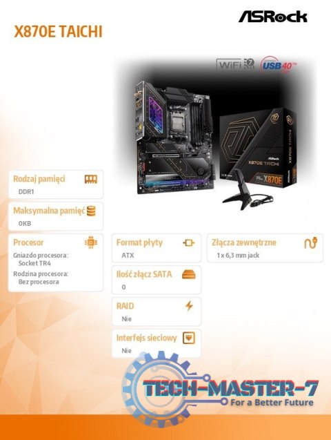 Płyta główna X870E TAICHI AM5 4DDR5 M.2 EATX Płyta główna X870E TAICHI AM5 4DDR5 M.2 EATX