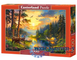 Puzzle 3000 elementów Zachód słońca nad leśną rzeką