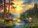 Puzzle 3000 elementów Zachód słońca nad leśną rzeką