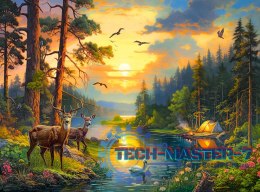 Puzzle 3000 elementów Zachód słońca nad leśną rzeką
