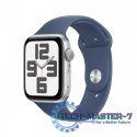 Watch SE GPS, koperta 44 mm z aluminium w kolorze srebrnym z paskiem sportowym w kolorze denim - rozmiar M/L