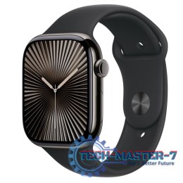 Watch Series 10 GPS + Cellular, koperta 46 mm z tytanu w kolorze łupkowym z paskiem sportowym w kolorze czarnym - rozmiar M/L
