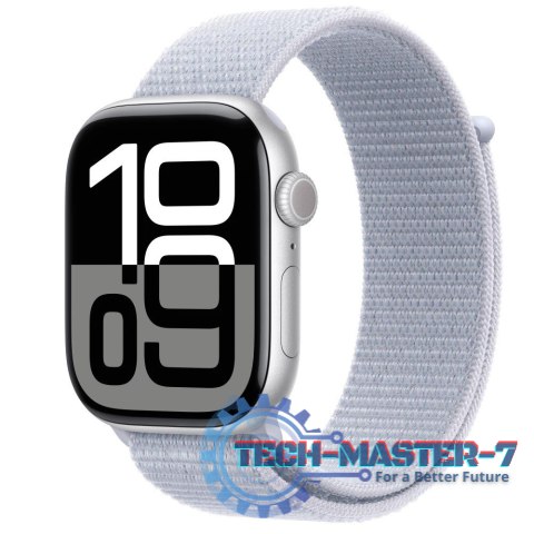 Watch Series 10 GPS, koperta 46 mm z aluminium w kolorze srebrnym z opaską sportową w kolorze błękitnego obłoku Watch Series 10 GPS, koperta 46 mm z aluminium w kolorze srebrnym z opaską sportową w kolorze błękitnego obłoku