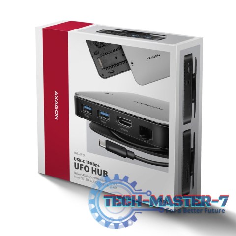 HMC-UFO Wieloportowy hub USB 9in1, 10Gbps, 2x USB-A, HDMI 4K/60Hz, M.2 NVMe/SATA, audio, PD 100W, SD/microSD, GLAN, 65cm USB-C k HMC-UFO Wieloportowy hub USB 9in1, 10Gbps, 2x USB-A, HDMI 4K/60Hz, M.2 NVMe/SATA, audio, PD 100W, SD/microSD, GLAN, 65cm USB-C k