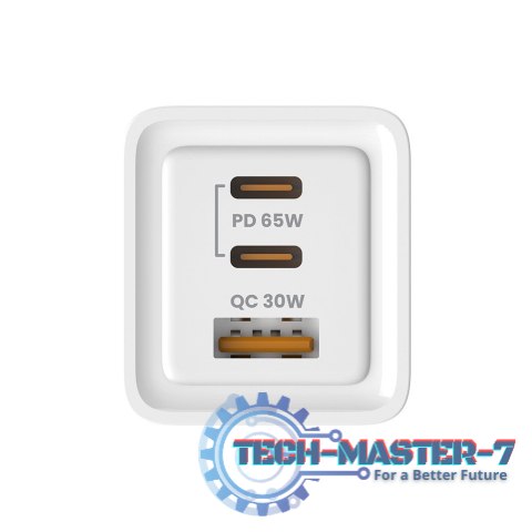 Ładowarka sieciowa 65W GaN LA-07 z kablem USB-A-USB typ C 1m, biała Ładowarka sieciowa 65W GaN LA-07 z kablem USB-A-USB typ C 1m, biała