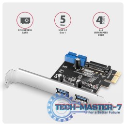 PCEU-232RS Kontroler PCIe 2+2x port USB 3.2 GEN 1, UASP, SP & LP 15-pin SATA zasilacz