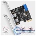 PCEU-232RS Kontroler PCIe 2+2x port USB 3.2 GEN 1, UASP, SP & LP 15-pin SATA zasilacz