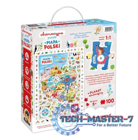 Puzzle obserwacyjne - Mapa Polski 100 elementów Puzzle obserwacyjne - Mapa Polski 100 elementów