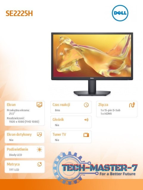 Monitor SE2225H 21.5 cala LED VA/1920x1080/HDMI/VGA/3Y Monitor SE2225H 21.5 cala LED VA/1920x1080/HDMI/VGA/3Y