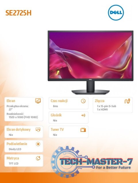 Monitor SE2725H 27 cali LED VA 1920x1080/HDMI/VGA/3Y Monitor SE2725H 27 cali LED VA 1920x1080/HDMI/VGA/3Y