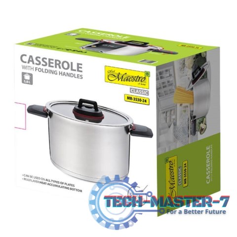 Garnek ze składanymi uchwytami 24cm, 5,5l MR-3530-24 Garnek ze składanymi uchwytami 24cm, 5,5l MR-3530-24
