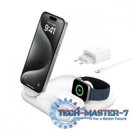 Magnetyczna podstawka ładująca BOOSTCHARGE 3w1 Qi2 15W biała składana