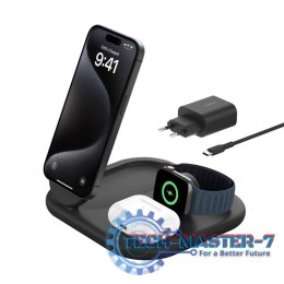 Magnetyczna podstawka ładująca BOOSTCHARGE 3w1 Qi2 15W czarna składana