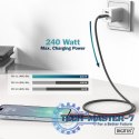 Kabel połączeniowy silikonowy USB-C - USB-C, USB 4 Gen3 40G 8K 240W, 1m Czarny