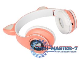 Słuchawki bezprzewodowe Bluetooth 5.0 LED dla dzieci różowe uszy