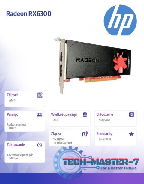Karta graficzna AMD Radeon RX 6300 2G GDDR6DP+HDMI GFX 803S9AA Karta graficzna AMD Radeon RX 6300 2G GDDR6DP+HDMI GFX 803S9AA