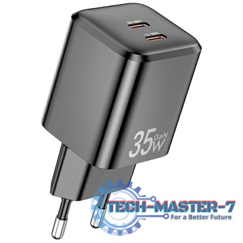 Ładowarka sieciowa GaN 35W 2xUSB-C PD65-EU Czarna Ładowarka sieciowa GaN 35W 2xUSB-C PD65-EU Czarna