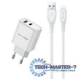 Ładowarka sieciowa GaN PD81L 22,5W USB+USB-C + Kabel USB/Lightning