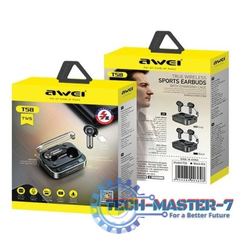 Słuchawki Bluetooth 5.3 TWS T58 ANC Czarne Słuchawki Bluetooth 5.3 TWS T58 ANC Czarne