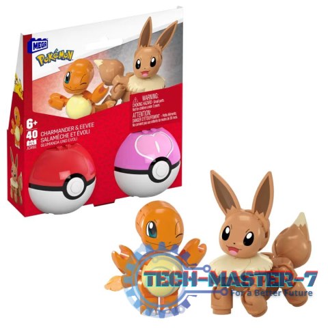 Klocki Mega Pokemon Pokeball 2-pak Charmander i Eevee