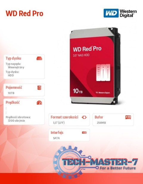 Dysk HDD Red Pro 10TB 3,5 cala 256 MB SATA 7200rp WD103KFBX Dysk HDD Red Pro 10TB 3,5 cala 256 MB SATA 7200rp WD103KFBX