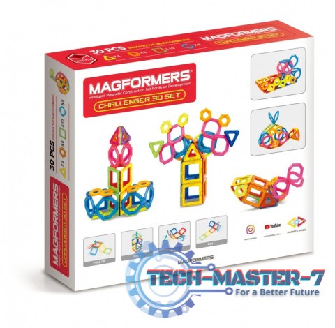 Klocki magnetyczne Challenger 30 elementów Klocki magnetyczne Challenger 30 elementów