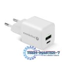 Ładowarka sieciowa GaN 1X USB, 1X USB-C 20W QC3.0 Biała
