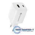 Ładowarka sieciowa GaN 1X USB, 1X USB-C 45W QC4+ PD Biała