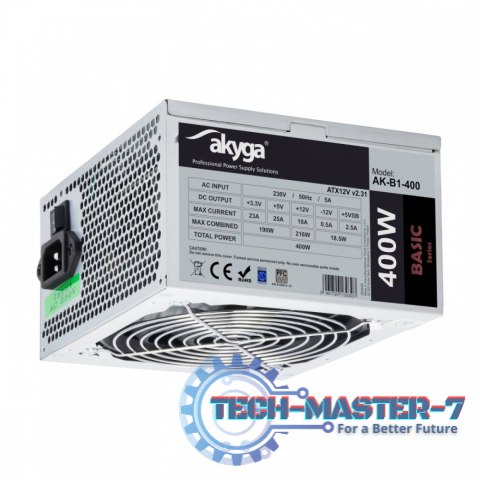 Zasilacz ATX 400W AK-B1-400 P4 3x SATA 2x Molex PPFC FAN 12CM