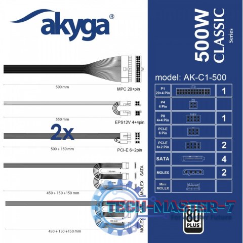 Zasilacz ATX AK-C1-500 500W PRO SERIA Zasilac Zasilacz ATX AK-C1-500 500W PRO SERIA Zasilac