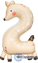 Balon foliowy urodzinowy cyfra "2" - Sarenka 50x88 cm