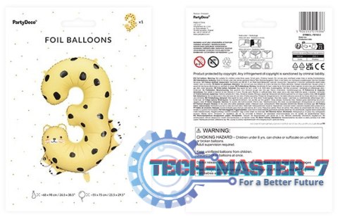 Balon foliowy urodzinowy cyfra "3" - Gepard 55x75 cm Balon foliowy urodzinowy cyfra "3" - Gepard 55x75 cm