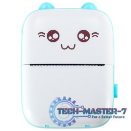 Drukotek drukarka mini termiczna do zdjęć notatek etykiet + kabel USB kotek kot niebieski
