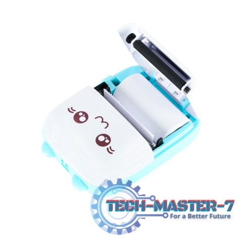 Drukotek drukarka mini termiczna do zdjęć notatek etykiet + kabel USB kotek kot niebieski Drukotek drukarka mini termiczna do zdjęć notatek etykiet + kabel USB kotek kot niebieski