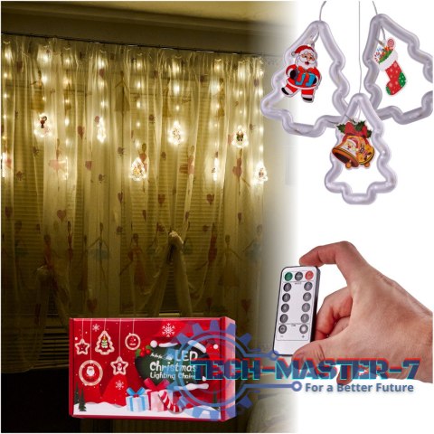 Kurtyna LED na okno girlanda świąteczna choinkowa 3 m 125 LED Kurtyna LED na okno girlanda świąteczna choinkowa 3 m 125 LED