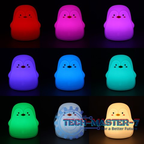 Lampka nocna dla dzieci silikonowa dotykowa miękka LED biała RGB pingwinek Lampka nocna dla dzieci silikonowa dotykowa miękka LED biała RGB pingwinek