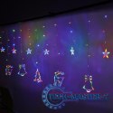 Lampki LED kurtyna renifer dzwonek mix świąteczne choinkowe 2,5m 138LED multikolor 8 trybów świecenia IP44