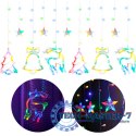 Lampki LED kurtyna renifer dzwonek mix świąteczne choinkowe 2,5m 138LED multikolor 8 trybów świecenia IP44
