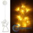 Lampki LED wisząca dekoracja okna świąteczna aniołek przyssawki 49cm 10 LED
