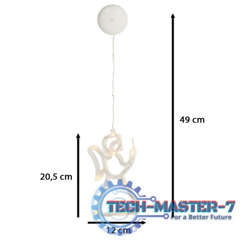 Lampki LED wisząca dekoracja okna świąteczna aniołek przyssawki 49cm 10 LED Lampki LED wisząca dekoracja okna świąteczna aniołek przyssawki 49cm 10 LED