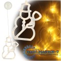Lampki LED wisząca dekoracja świąteczna okna bałwanek 49cm przyssawka 10 LED