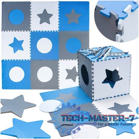 Mata edukacyjna piankowa puzzle szara niebieska 60 x 60 cm 9 elementów Mata edukacyjna piankowa puzzle szara niebieska 60 x 60 cm 9 elementów