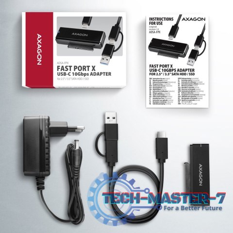 ADSA-FPX Adapter USB-C 10Gbps SATA 6G 2.5"/3.5" SSD/HDD FASTPORT X, w tym zasilacz, 60cm USB-C/USB-A kabel ADSA-FPX Adapter USB-C 10Gbps SATA 6G 2.5"/3.5" SSD/HDD FASTPORT X, w tym zasilacz, 60cm USB-C/USB-A kabel