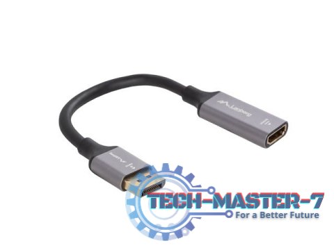 Adapter Displayport(M)- HDMI(F)4K na kablu 20cm srebrny