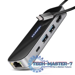 HMC-6GLN Wieloportowy hub USB 6in1, 5Gbps, 2xUSB-A, 1x USB-C, GLAN, HDMI 4K/60Hz, PD 100W, 20cm USB-C kabel