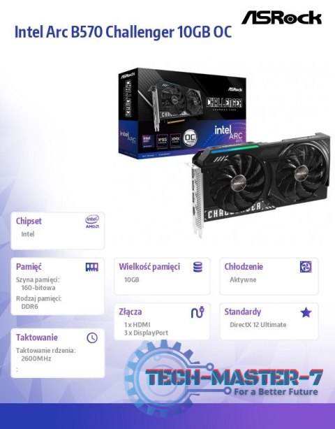 Karta graficzna B570 CHALLENGER 10G OC GDDR6 160bit 3DP/HDMI Karta graficzna B570 CHALLENGER 10G OC GDDR6 160bit 3DP/HDMI