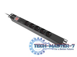 Listwa zasilająca rack PDU 19 cali 1U 16A 5x230V 2m czarna