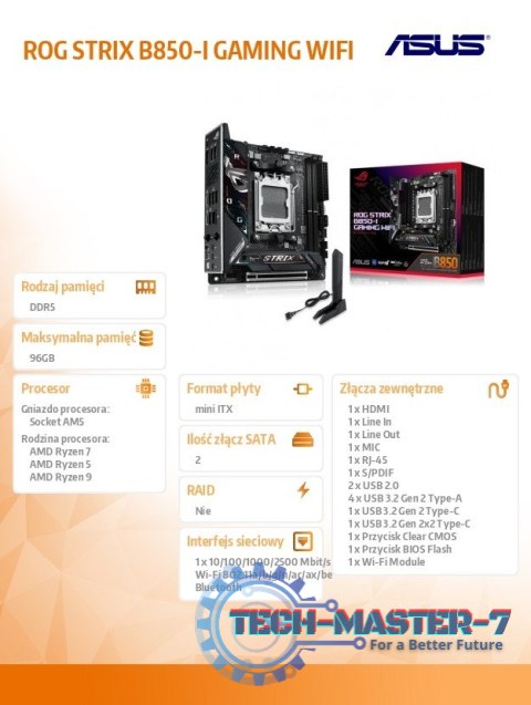 Płyta główna ROG STRIX B850-I GAMING WIFI Płyta główna ROG STRIX B850-I GAMING WIFI